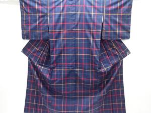 格子織出し本場大島紬着物